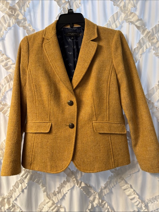 Talbots Jackets & Blazers - Talbots Mustard-Yellow Wool-Blend Tailored Blazer